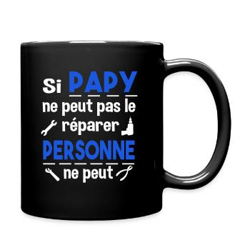 Papy cadeau humour réparer - Mug uni - noir - Droite