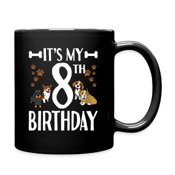 8th Birthday Dog Lover 8 Years Dog Puppy - Full Colour Mug - black - Right