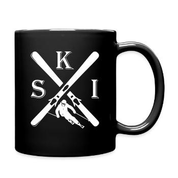 Ski Kreuz Skifahrer Winter Sport Berge Après-Ski - Tasse einfarbig - Schwarz - Rechts