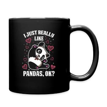 Panda Lustig Geschenk - Tasse einfarbig - Schwarz - Rechts