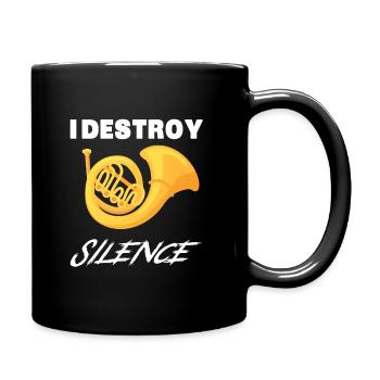 Funny French Horn Shirt - I Destroy Silence New Ye - Full Colour Mug - black - Right