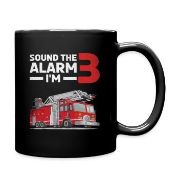 Fire engine 3rd birthday fire department 3 years old - Full Colour Mug - black - Right