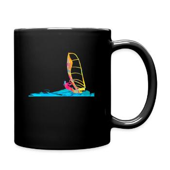 Windsurfing windsurfer gift idea surfboard - Full Colour Mug - black - Right