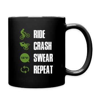 Ride Crash Swear Repeat Bike - Tasse einfarbig - Schwarz - Rechts