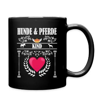 Hund Pferd Kind Hunde und Pferde Liebhaber Reiten - Tasse einfarbig - Schwarz - Rechts