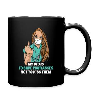 Krankenschwester Krankenhaus Pflegerin Geschenk - Tasse einfarbig - Schwarz - Rechts