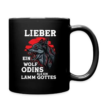 Wikinger Wölfe Odin Walhalla Wolf Geschenk Spruch - Tasse einfarbig - Schwarz - Rechts