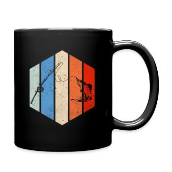 fischfang geschenk fisch fischer fisch retro - Tasse einfarbig - Schwarz - Rechts