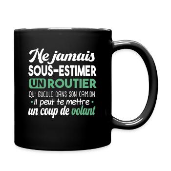 Routier Chauffeur Camion Humour Métier Poids Lourd - Mug uni - noir - Droite