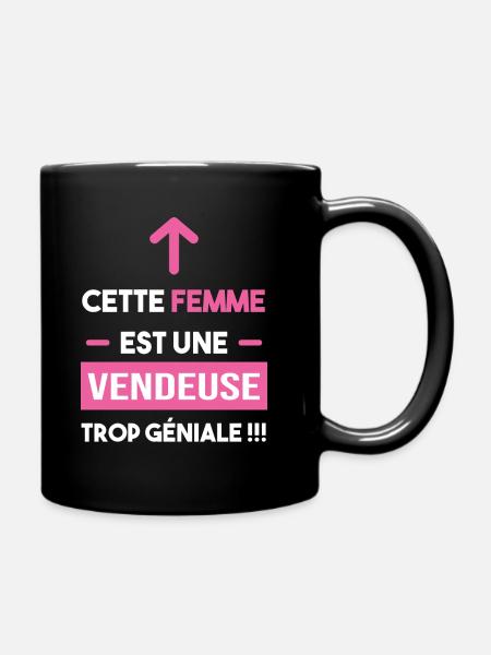 cadeau marrant femme trop géniale vendeuse - Mug uni - noir