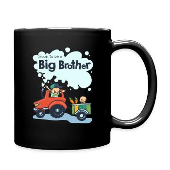 Pregnancy announcement 2021, Soon big brother. - Tasse einfarbig - Schwarz - Rechts