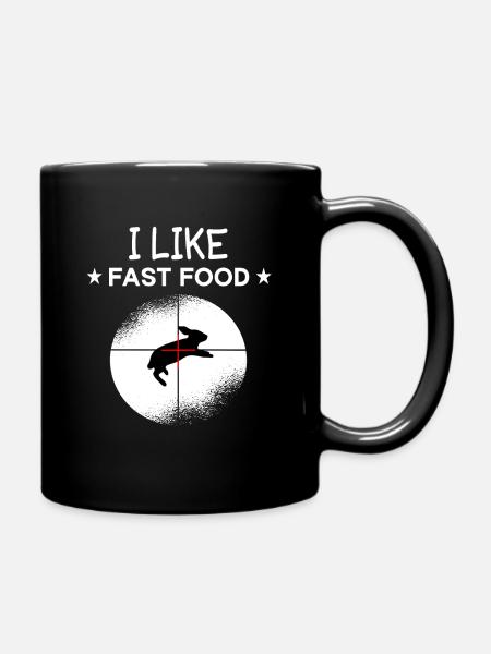 Fast Food Lustiges Hasenjäger Hasen Jagt Geschenk - Tasse einfarbig - Schwarz