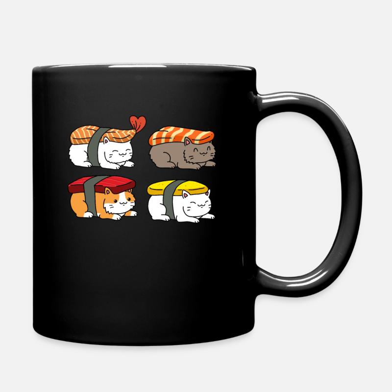 Cat Sushi Sushi Gift - Full Colour Mug - black