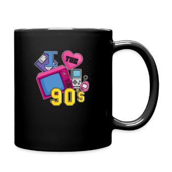 Retro 90s Ära Vintage Neunziger 90er - Tasse einfarbig - Schwarz - Rechts