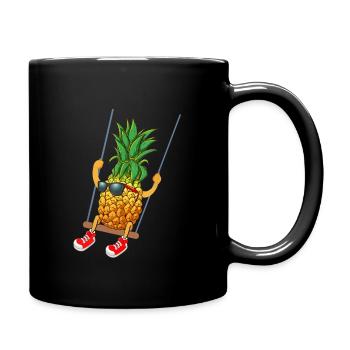 Lustige schwingende Ananas Swinger T Shirt - Tasse einfarbig - Schwarz - Rechts