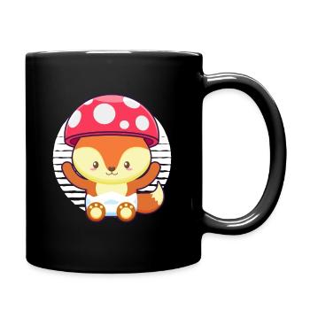Mignon renard chapeau champignon - Cottagecore Esthétisme Renard Renard - Mug uni - noir - Droite