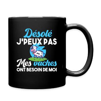 Vaches. Agriculture. Cadeau t-shirt humour animal - Mug uni - noir - Droite