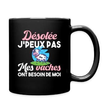 Vaches. Agriculture. Cadeau t-shirt humour animal - Mug uni - noir - Droite