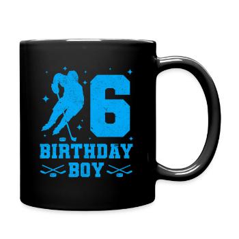6. Geburtstag Junge Eishockey Kinder 6 Party - Tasse einfarbig - Schwarz - Rechts
