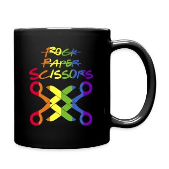 Rock Paper Scissors Lesbian Pride Rainbow LGBT - Full Colour Mug - black - Right