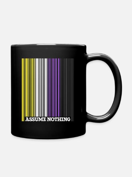 Nonbinary Flag Barcode Enby Genderqueer LGBT - Tasse einfarbig - Schwarz