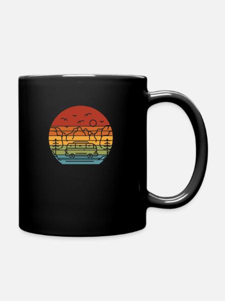 Retro Camper Bus Caravan Vintage Camper Bus - Mug uni - noir