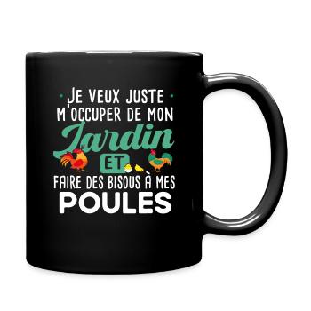 Jardin poules jardinage poule poulailler humour - Mug uni - noir - Droite