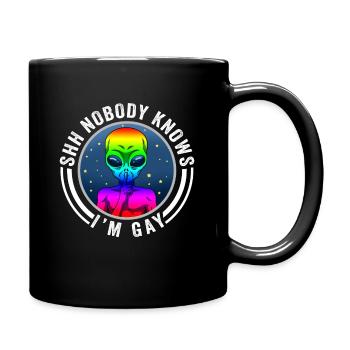 Shh Nobody Knows Im Gay Schwul Geschenk - Tasse einfarbig - Schwarz - Rechts