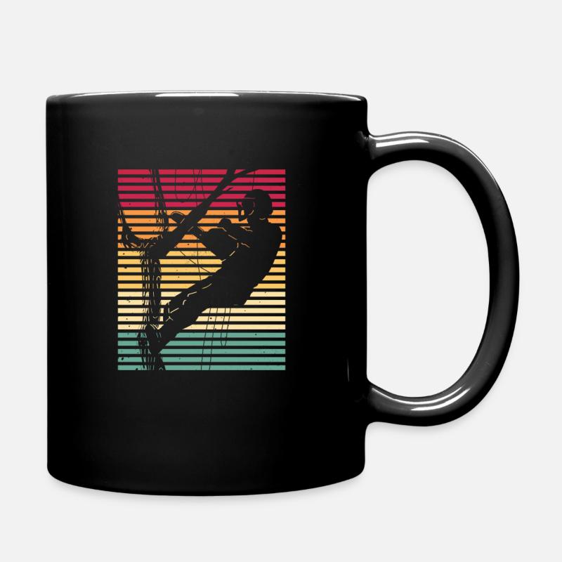 Retro Tree Climbing Vintage Arborist Arborist - Full Colour Mug - black