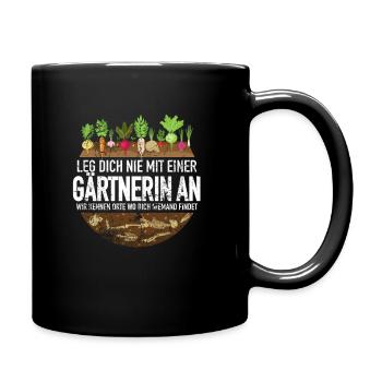 Leg dich nie mit einer Gärtnerin an Garten Skelett - Tasse einfarbig - Schwarz - Rechts