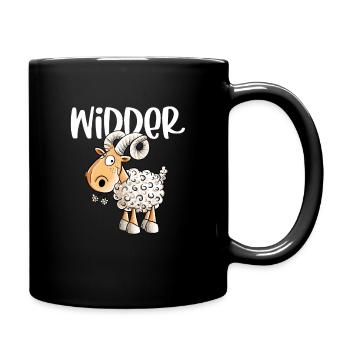 Happy Widder I Schafbock I Schaf - Tasse einfarbig - Schwarz - Rechts