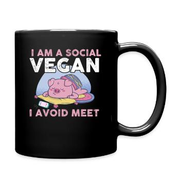 I Am a Social Vegan I Avoid Meet Vegan Gift - Full Colour Mug - black - Right