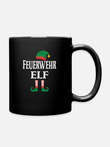 Weihnachten Feuerwehr Elf - Tasse einfarbig - Schwarz
