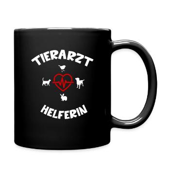 Tierarzthelferin Tiere Herz Tierarzt Geschenkidee - Tasse einfarbig - Schwarz - Rechts