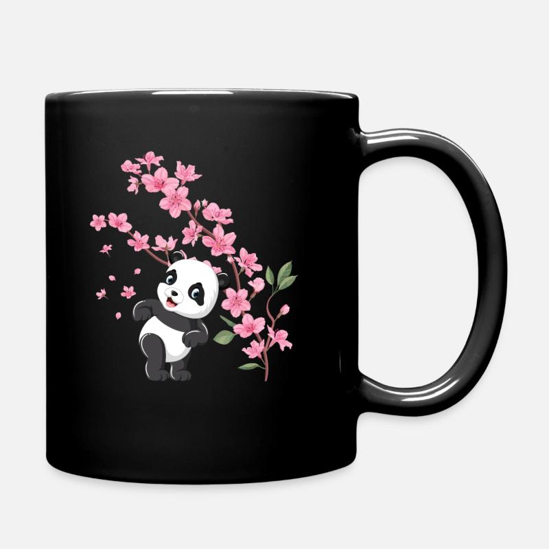 Panda Cherry Blossom Cerisier Fleurs De Cerisier Pandas Japonais - Mug uni - noir