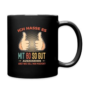 60. Geburtstag - Tasse einfarbig - Schwarz - Rechts