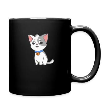 Kawaii Katze - Tasse einfarbig - Schwarz - Rechts