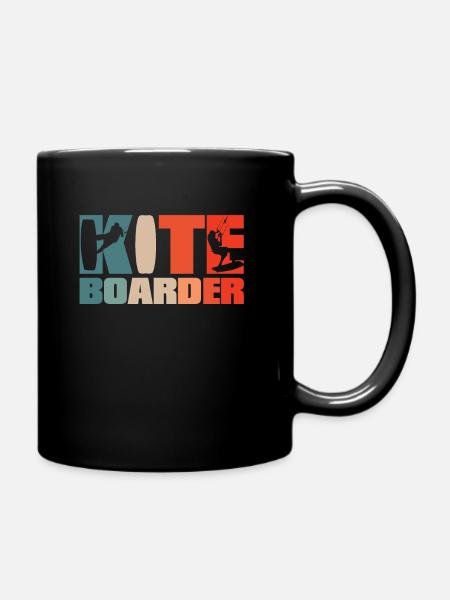 Retro Kitesurfing Vintage Kiteboarding Kite Kite Kiten - Full Colour Mug - black