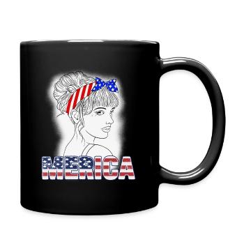 Merica Girl USA Flagge - Tasse einfarbig - Schwarz - Rechts