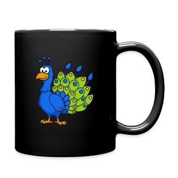Peacock Comic Animal - Full Colour Mug - black - Right