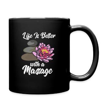 Massagetherapie Das Leben ist besser mit einer Massage - Tasse einfarbig - Schwarz - Rechts