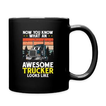 Semi Truck Trucks Chauffeur de camion - Mug uni - noir - Droite
