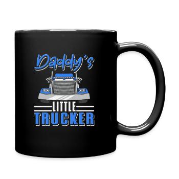 Truck Driver Kids Semi Truck Daddys Little Trucker - Full Colour Mug - black - Right