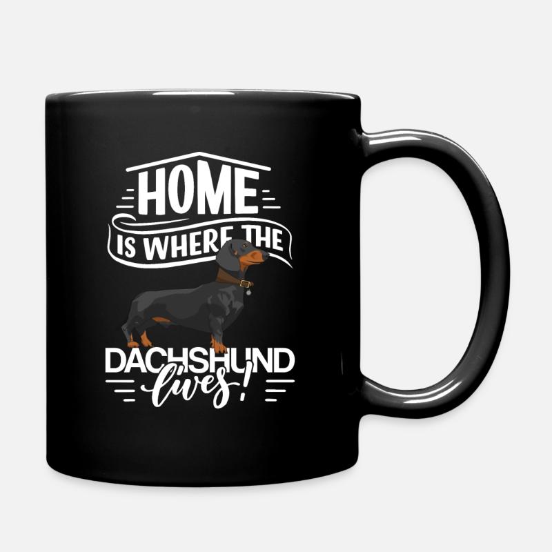 Dachshund Dog Home Is Where The Dachshund Lives - Full Colour Mug - black