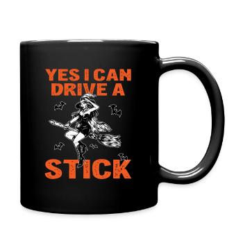 Yes I Can Drive A Stick Halloween Womens - Full Colour Mug - black - Right