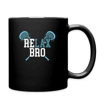 Relax Bro Lacrosse Player Lax Stick Chilling Game - Full Colour Mug - black - Right