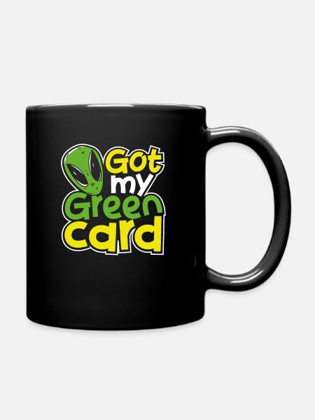 J’ai ma carte verte Alien UFO Immigration Humour - Mug uni - noir