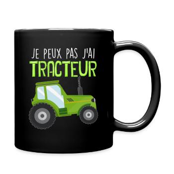 Je peux pas j'ai tracteur - Mug uni - noir - Droite