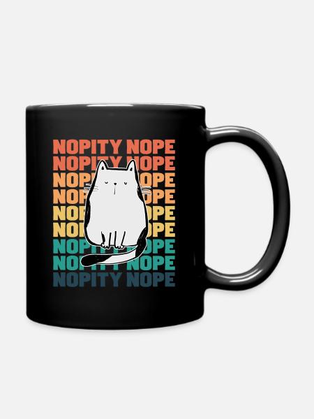 Cat Nopity Nope - Full Colour Mug - black