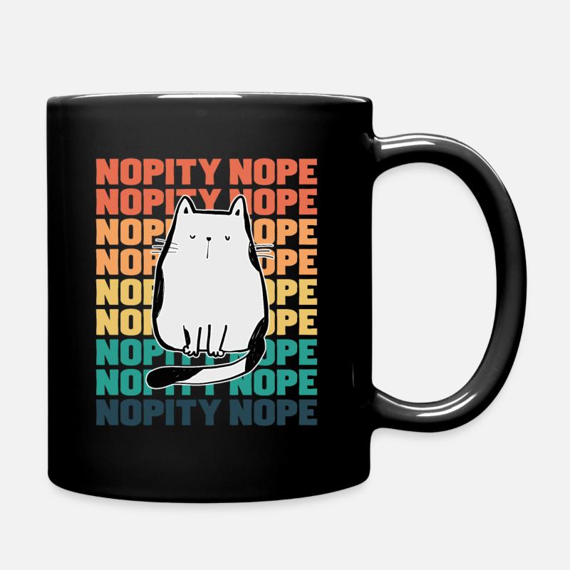 Cat Nopity Nope - Full Colour Mug - black